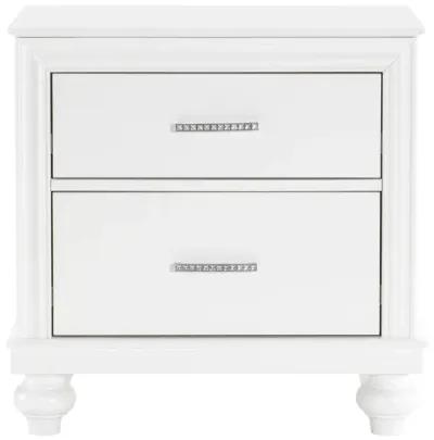 Modern Bedroom Furniture Two Drawers Nightstand 1pc White Finish Acrylic Crystal Drawers Wooden Furniture