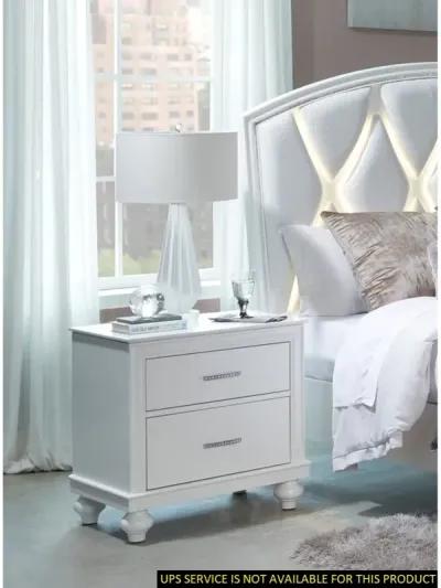 Modern Bedroom Furniture Two Drawers Nightstand 1pc White Finish Acrylic Crystal Drawers Wooden Furniture