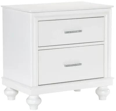 Modern Bedroom Furniture Two Drawers Nightstand 1pc White Finish Acrylic Crystal Drawers Wooden Furniture