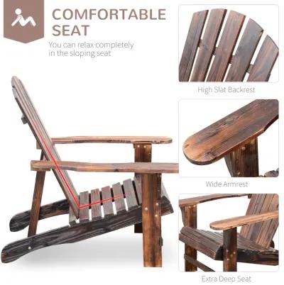 Outsunny Wooden Adirondack Chair with Ottoman, Outdoor Fire Pit Chair, Patio Lounge Chair that Supports Up to 330 lbs., Rustic Brown