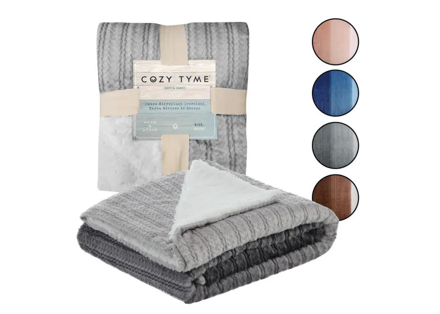 Cozy Tyme Laine Flannel Reversible Jacquard Throw 60"x70"