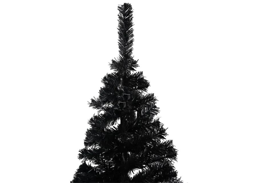 vidaXL Artificial Christmas Tree with LEDs&Ball Set Black 59.1" PVC