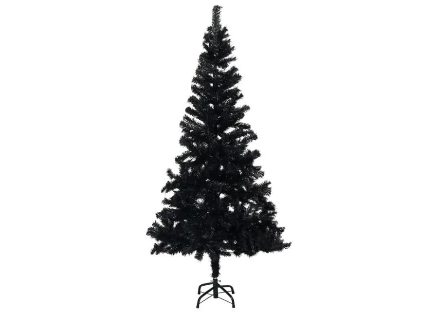 vidaXL Artificial Christmas Tree with LEDs&Ball Set Black 59.1" PVC