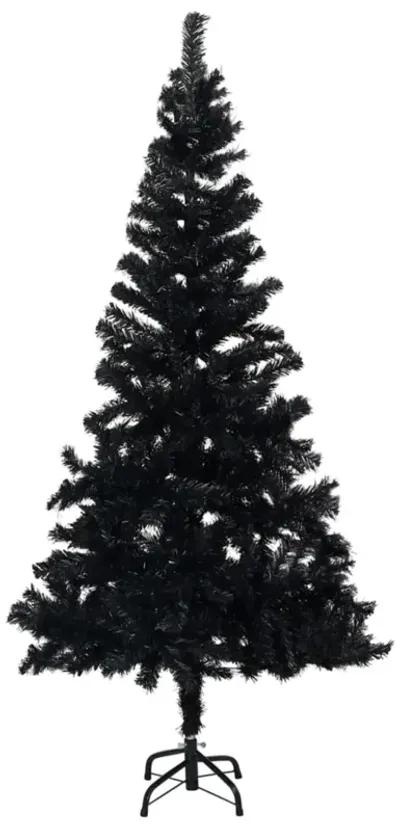 vidaXL Artificial Christmas Tree with LEDs&Ball Set Black 59.1" PVC