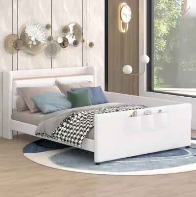 Merax Upholstered Platform Bed with Guardrail