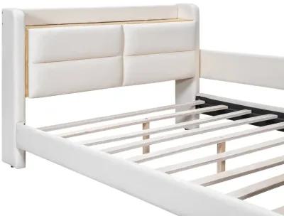 Merax Upholstered Platform Bed with Guardrail