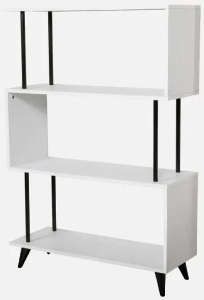 Breuer Multi-Tier White S-Shaped Bookcase with Black Hardware Accents