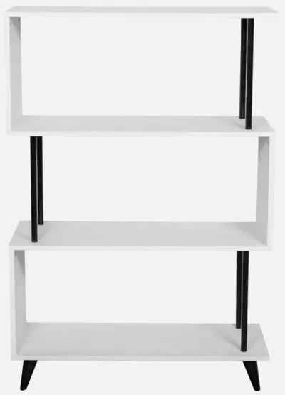 Breuer Multi-Tier White S-Shaped Bookcase with Black Hardware Accents