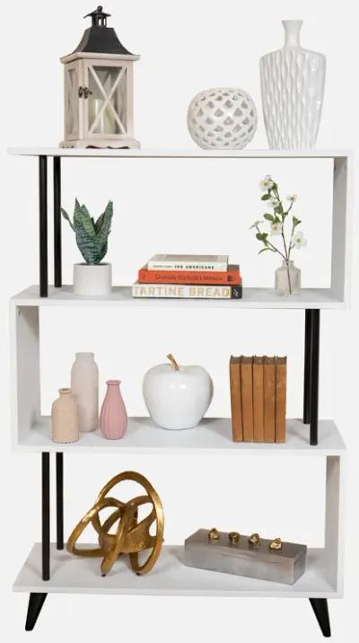 Breuer Multi-Tier White S-Shaped Bookcase with Black Hardware Accents