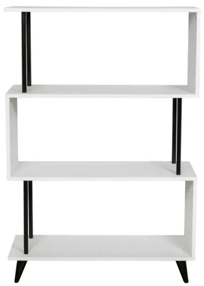 Breuer Multi-Tier White S-Shaped Bookcase with Black Hardware Accents