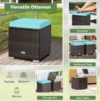 Hivvago 2 Pieces Patio Ottoman with Removable Cushions-Navy