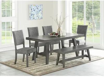 Modern Gray Fabric Upholstered Set Of 2 Side Chairs Dining Room Saw Tooth Engraving