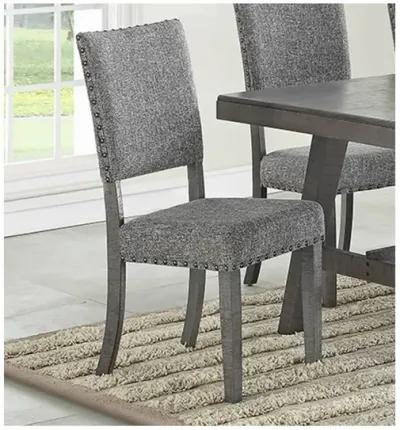 Modern Gray Fabric Upholstered Set Of 2 Side Chairs Dining Room Saw Tooth Engraving