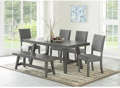 Modern Gray Fabric Upholstered Set Of 2 Side Chairs Dining Room Saw Tooth Engraving