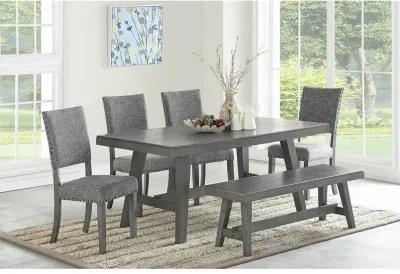 Modern Gray Fabric Upholstered Set Of 2 Side Chairs Dining Room Saw Tooth Engraving