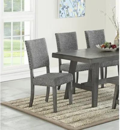 Modern Gray Fabric Upholstered Set Of 2 Side Chairs Dining Room Saw Tooth Engraving