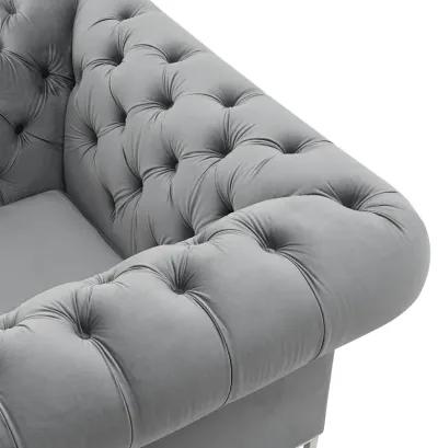 Inspired Home Zuleyka Velvet Chesterfield Club Chair