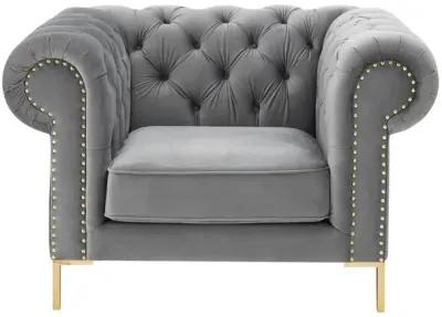 Inspired Home Zuleyka Velvet Chesterfield Club Chair