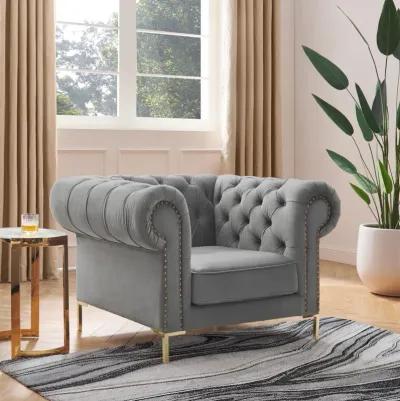 Inspired Home Zuleyka Velvet Chesterfield Club Chair