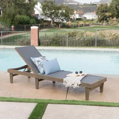 Merax Wood Frame Outdoor Mesh Chaise Lounge