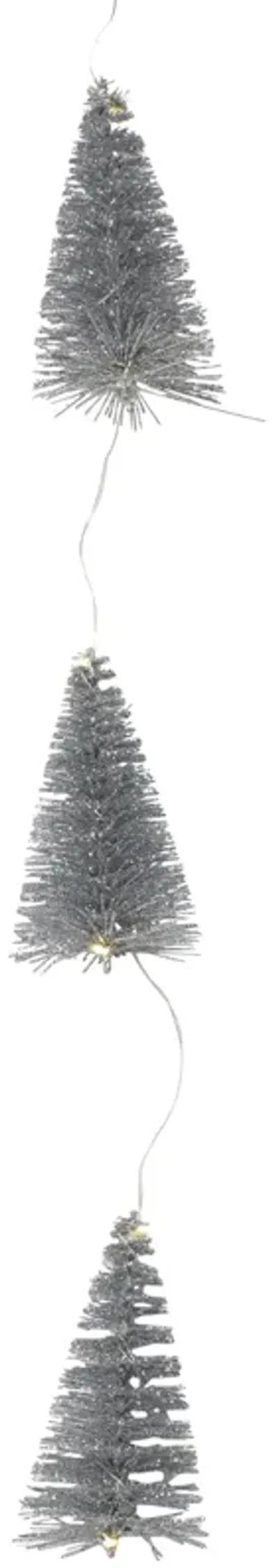 6.75' LED Lighted B/O Silver Mini Sisal Tree Christmas Garland - Warm White Lights