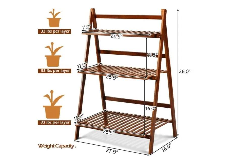 Farmhouse Indoor/Outdoor 3 Tier Folding Plant Stand Planter Shelving Unit