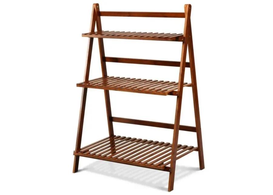 Farmhouse Indoor/Outdoor 3 Tier Folding Plant Stand Planter Shelving Unit