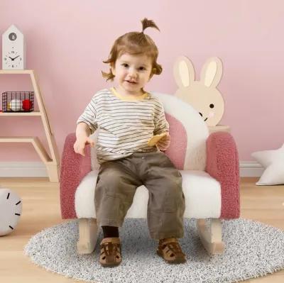 Kids Rocking Chair Children Velvet Upholstered Sofa with Solid Wood Legs