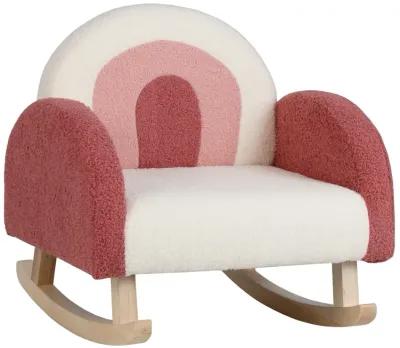 Kids Rocking Chair Children Velvet Upholstered Sofa with Solid Wood Legs