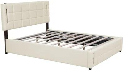 Merax Platform Bed with Hydraulic Storage System and LED Light