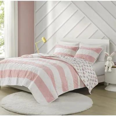 Gracie Mills Orson Classic Cotton Cabana Stripe Reversible Quilt Set