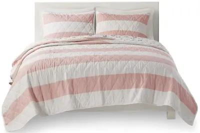 Gracie Mills Orson Classic Cotton Cabana Stripe Reversible Quilt Set