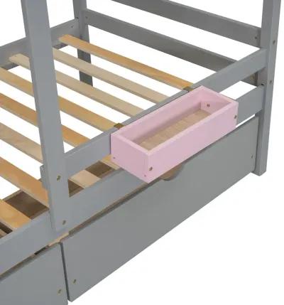 Merax Wood Bunk Bed with Storage Drawers