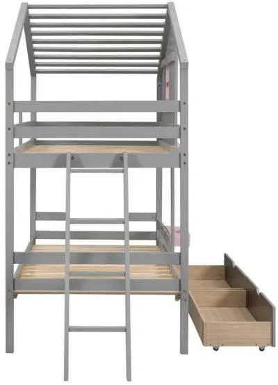 Merax Wood Bunk Bed with Storage Drawers