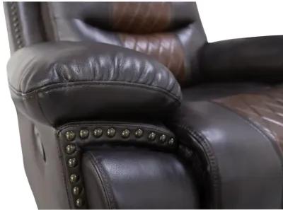 Asher 39 Inch Manual Recliner Chair, Wood, Pocket Coils, Brown Faux Leather - Benzara