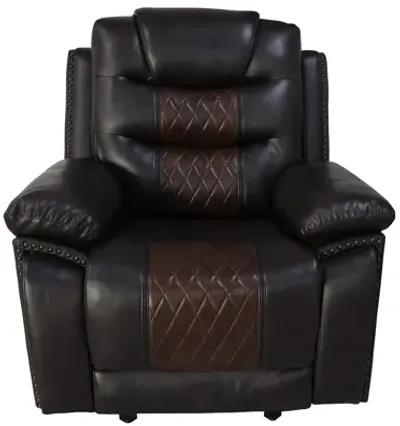 Asher 39 Inch Manual Recliner Chair, Wood, Pocket Coils, Brown Faux Leather - Benzara