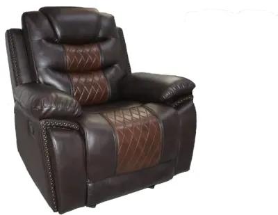 Asher 39 Inch Manual Recliner Chair, Wood, Pocket Coils, Brown Faux Leather - Benzara