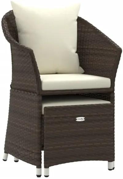 vidaXL 2 Piece Patio Lounge Set with Cushions Brown Poly Rattan