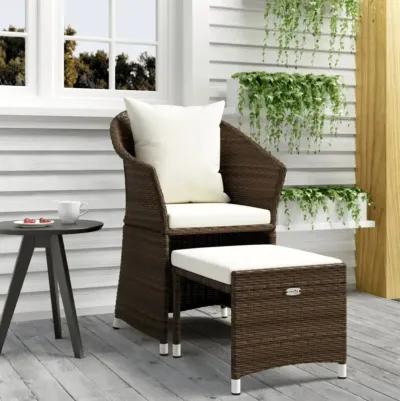 vidaXL 2 Piece Patio Lounge Set with Cushions Brown Poly Rattan