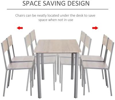 Modern Natural/Grey Dining: 5-Piece Kitchen Table & Chairs Set