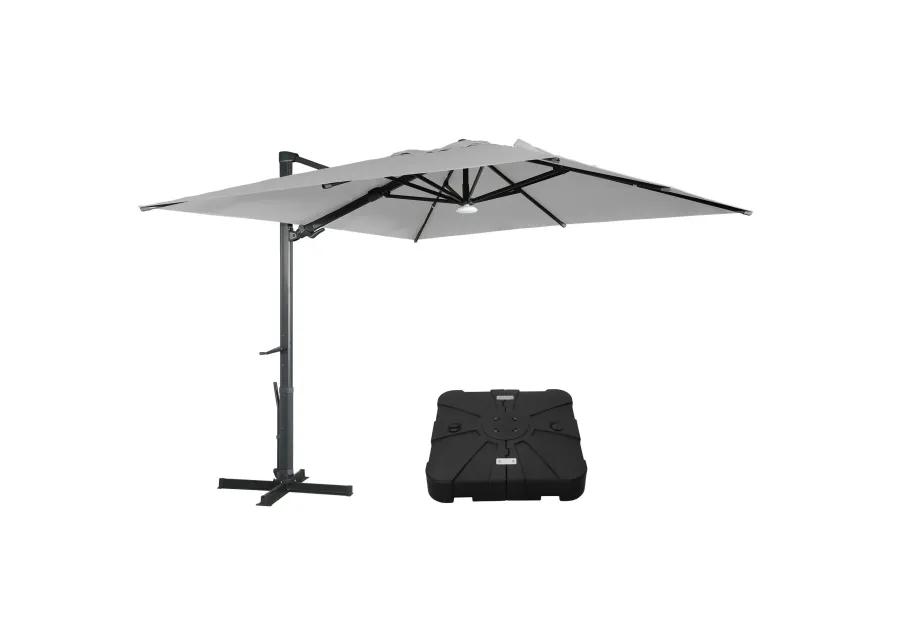 MONDAWE 10 ft. Square Outdoor Cantilever Umbrella Aluminum Frame Tilting Parasol with Detachable Bluetooth LED Light Panel and Weighted Based