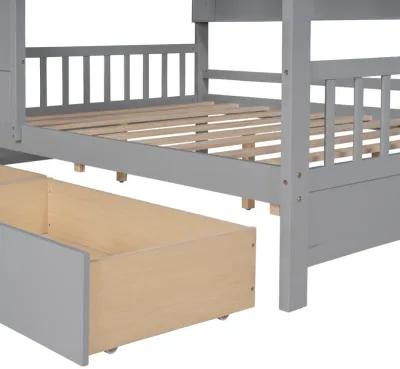 Merax Solid Wood House Bed with 2 Storage Drawers