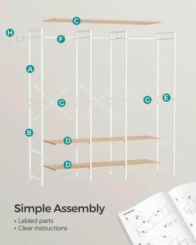 3-Column Clothes Rack with Multiple Hanging Rods for Maximum Storage Space