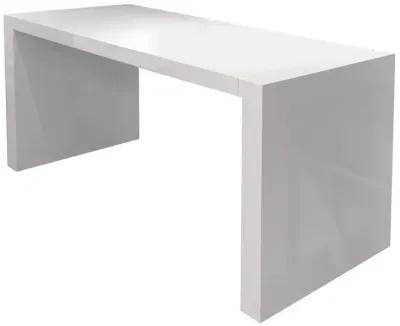 Lulu 28 Inch Minimalist Computer Desk Console with Panel Legs, Pure White-Benzara