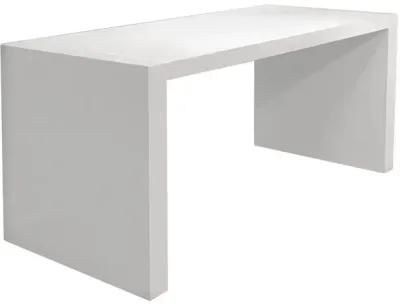 Lulu 28 Inch Minimalist Computer Desk Console with Panel Legs, Pure White-Benzara