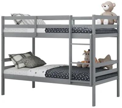 Twin Size Sturdy Wooden Bunk Beds with Ladder and Safety Rail-Grey