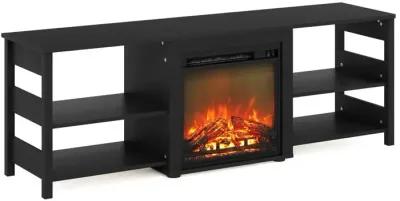 Furinno Classic 70 Inch TV Stand with Fireplace- Americano