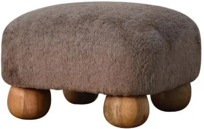 Artisan Furniture solid Wood Mocha Faux Fur Nordic Footstool