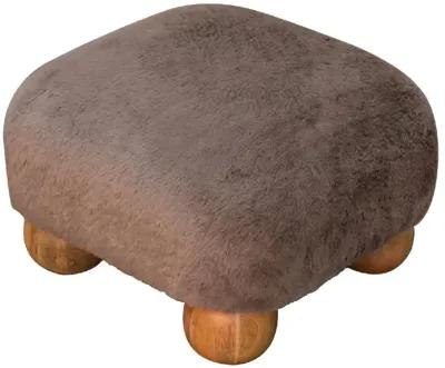 Artisan Furniture solid Wood Mocha Faux Fur Nordic Footstool