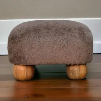 Artisan Furniture solid Wood Mocha Faux Fur Nordic Footstool